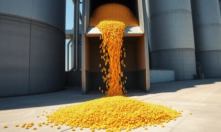 Corn futures price reversal at Monday midday with USDA export data showing decline