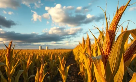 Golden corn cobs in a field representing the commodity market rally for corn futures.