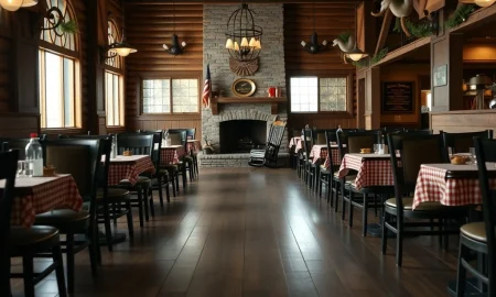 Empty Cracker Barrel dining room illustrating the ongoing sales and traffic slump after a failed rebrand.