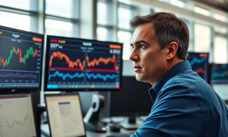 A trader monitors sugar and crude oil futures prices on financial market screens.