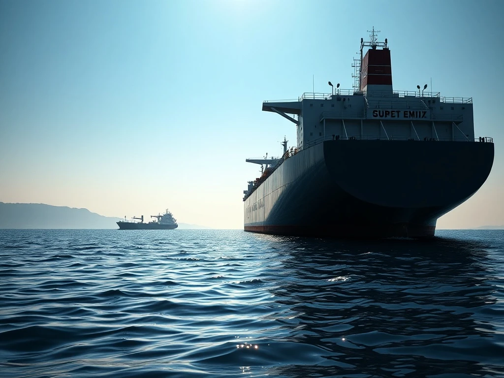 Oil tanker halted in Strait of Hormuz during Iran conflict causing crude prices to surge.