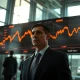 Financial analyst monitoring unusual options trading activity for CRWD, OLMA, and COF stocks on trading floor.