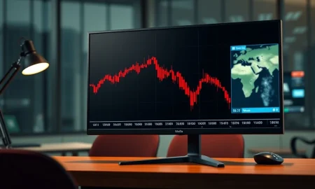 Breaking news on the April 2026 crypto market crash showing a sharp decline on a financial chart.