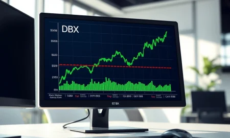 DBX stock chart crossing above the key $25.83 average analyst price target.