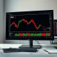 Trading desk monitor showing the DIA ETF chart entering oversold territory on March 9, 2026.