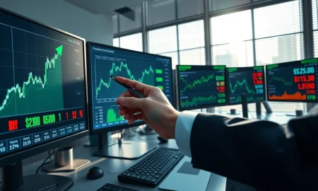 Financial analyst monitoring U.S. dollar and Treasury yield data on trading floor screens in March 2026.