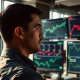 Trader monitors financial data as the U.S. dollar index falls on March 16, 2026.
