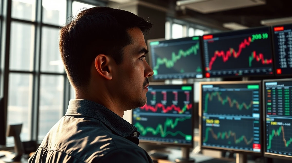 Trader monitors financial data as the U.S. dollar index falls on March 16, 2026.