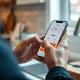 A delivery courier uses the DoorDash Tasks app on a smartphone to complete AI training assignments.