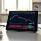 Doximity stock chart showing oversold RSI indicator on healthcare professional's tablet