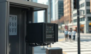 Edge AI infrastructure hardware deployed in an urban setting for reduced latency in 2026.