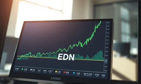 EDN stock chart showing bullish technical breakout above the 200-day moving average on March 10, 2026.