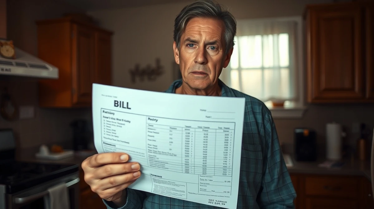 A homeowner reviews a high electricity bill, highlighting a key midterm election issue.