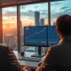 Trading desk monitors showing EMB ETF bond market data and analysis for emerging markets.