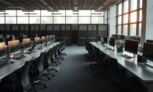 Empty office space at Epic Games following announcement of 1,000 layoffs.