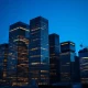 European financial district skyline representing EUFN ETF and investor outflows in 2026 markets.