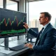 Financial analyst reviewing EUR/GBP exchange rate chart with Rabobank warning of upward risk.