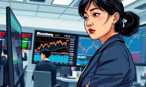 Trader in Tokyo analyzes EUR/JPY gains on screen amid oil price surge and BoJ policy delay.