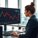 Forex trader analyzing EUR/USD bearish chart as energy shock impacts Euro valuation.