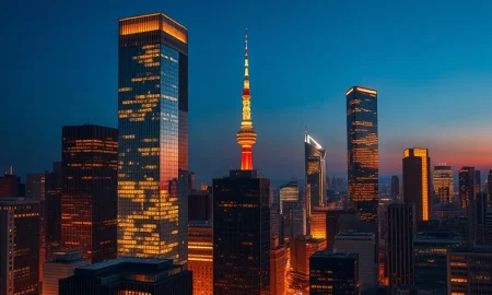 Tokyo financial district skyline representing the EWJ ETF's focus on Japanese equities and the recent major capital inflow.