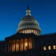 The United States Capitol building at dusk, representing the legislative debate over the SAVE Act.
