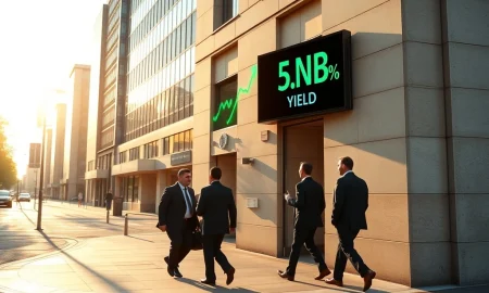 FNB Corp stock ticker showing 3% dividend yield on financial district display