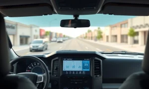 Ford commercial truck dashboard displaying AI-powered seatbelt monitoring and fleet management data interface