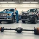 Ford F-150 and Explorer SUVs undergoing safety recall inspection for wiper and driveshaft defects.
