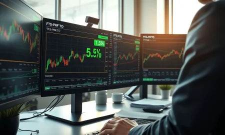 Financial trading desk monitoring Fortis FTS-PRF preferred shares yield reaching 5.5% on TSX