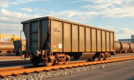 Freightcar America railcar at manufacturing facility representing Q4 2025 earnings report.