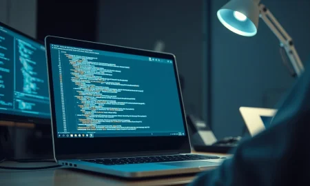 Laptop screen showing AI coding interface representing Garry Tan's gstack controversy.