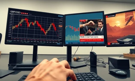 GBP/USD chart falling as oil prices and Iran conflict boost the US Dollar on trading screens.