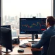 Trader monitors GBP/USD exchange rate holding at 1.34 amid market volatility from oil and inflation.