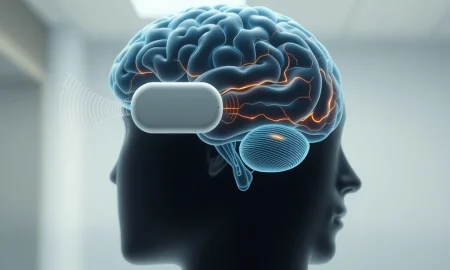 Non-invasive ultrasound brain computer interface device monitoring neural activity, representing Gestala's breakthrough technology.