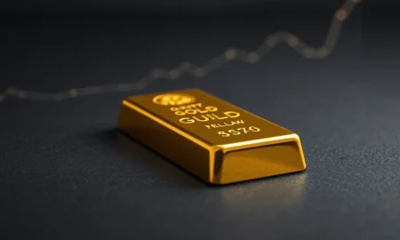 Gold bullion bar representing the surge in gold price above $5,200 per ounce.