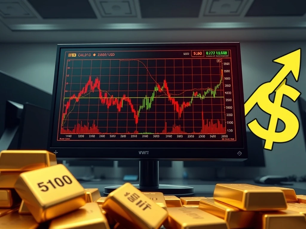 Gold price crashes below $5100 as oil spike strengthens the US dollar on trading desk monitors.