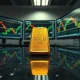 Gold bullion bar in a trading room as markets await US inflation data.