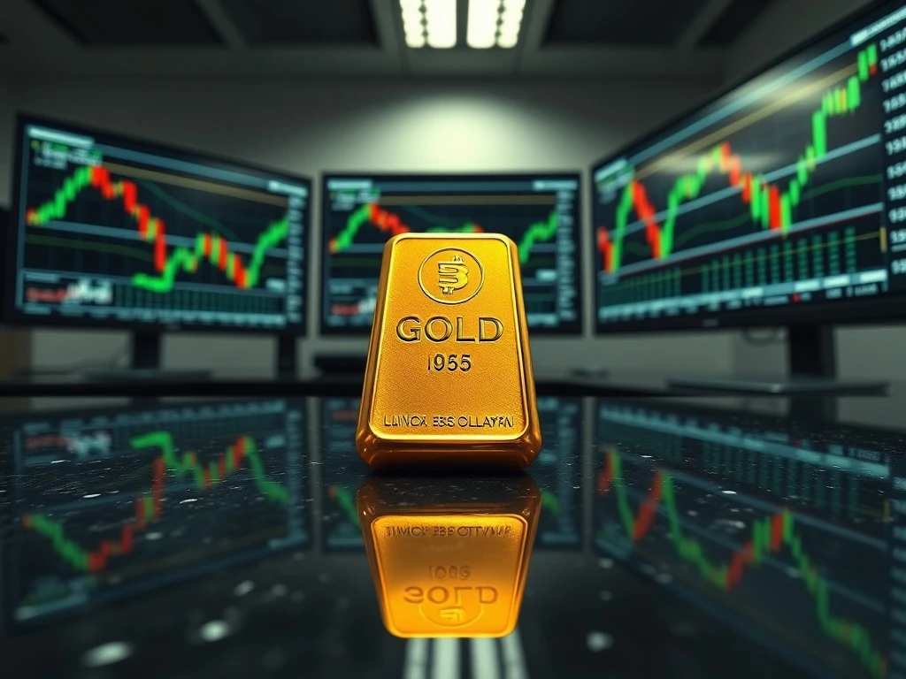 Gold bullion bar in a trading room as markets await US inflation data.