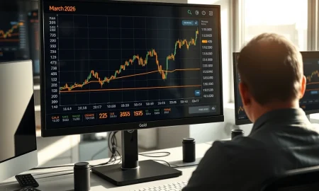 Gold price and US dollar index charts showing divergence amid Federal Reserve policy in March 2026.