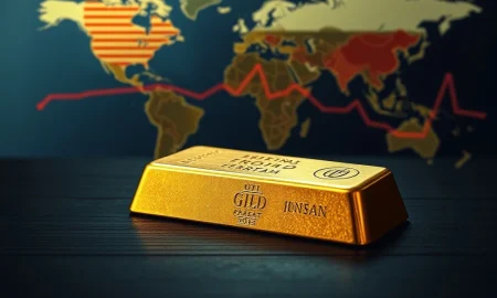 Gold bullion bar representing market vulnerability amid US-Iran tensions and Federal Reserve uncertainty