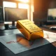 Gold price vulnerability analysis with bullion bar on financial chart showing market impact of US-Iran tensions and Federal Reserve policy.