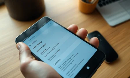 Android smartphone displaying system settings menu with developer options highlighted.