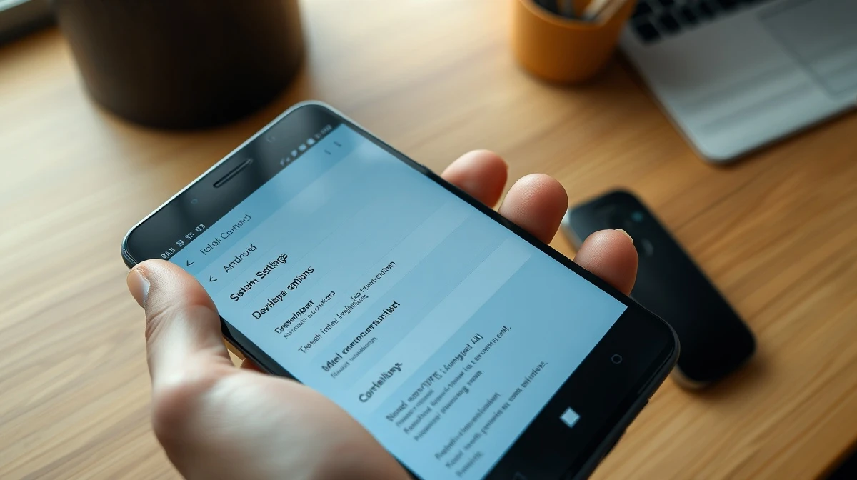 Android smartphone displaying system settings menu with developer options highlighted.