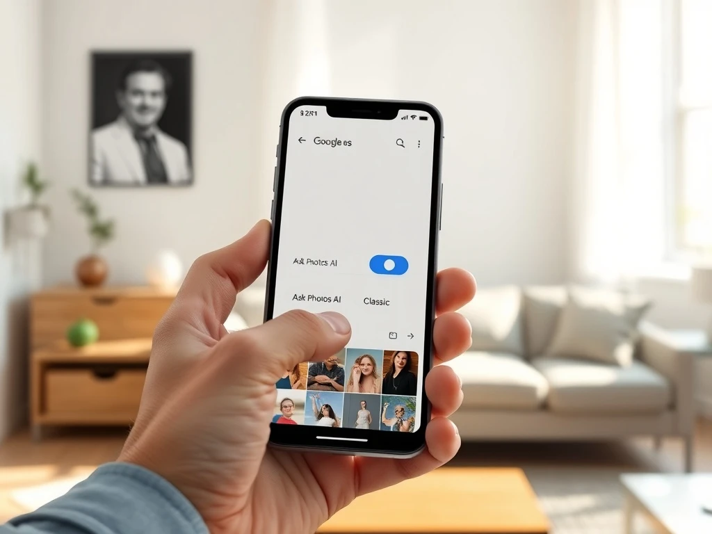 Google Photos app showing toggle to disable Ask Photos AI search feature after user complaints