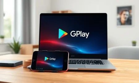 Google Play Games expansion connecting mobile and PC gaming on a modern desk setup.