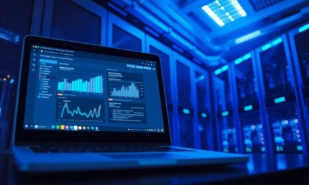 Secure server room representing Google's $32 billion acquisition of cybersecurity company Wiz.