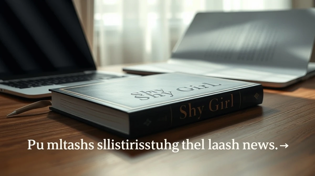 A closed book titled Shy Girl on a desk next to a laptop, representing the publishing controversy.