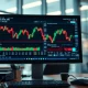 Computer screen showing stock charts and financial data related to defense fund trading.