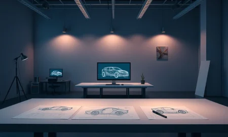 Empty automotive design studio after Honda cancels its electric vehicle program.