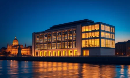 Hungarian National Bank headquarters in Budapest as low inflation complicates monetary policy decisions